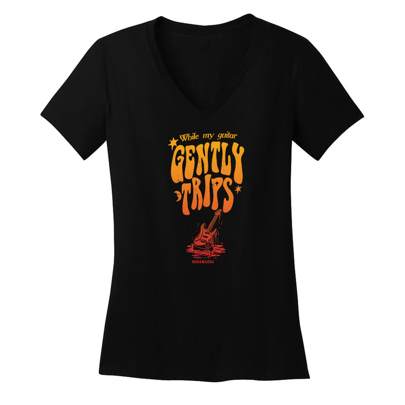 Gently Trips V-Neck (Women) - Gold/Red