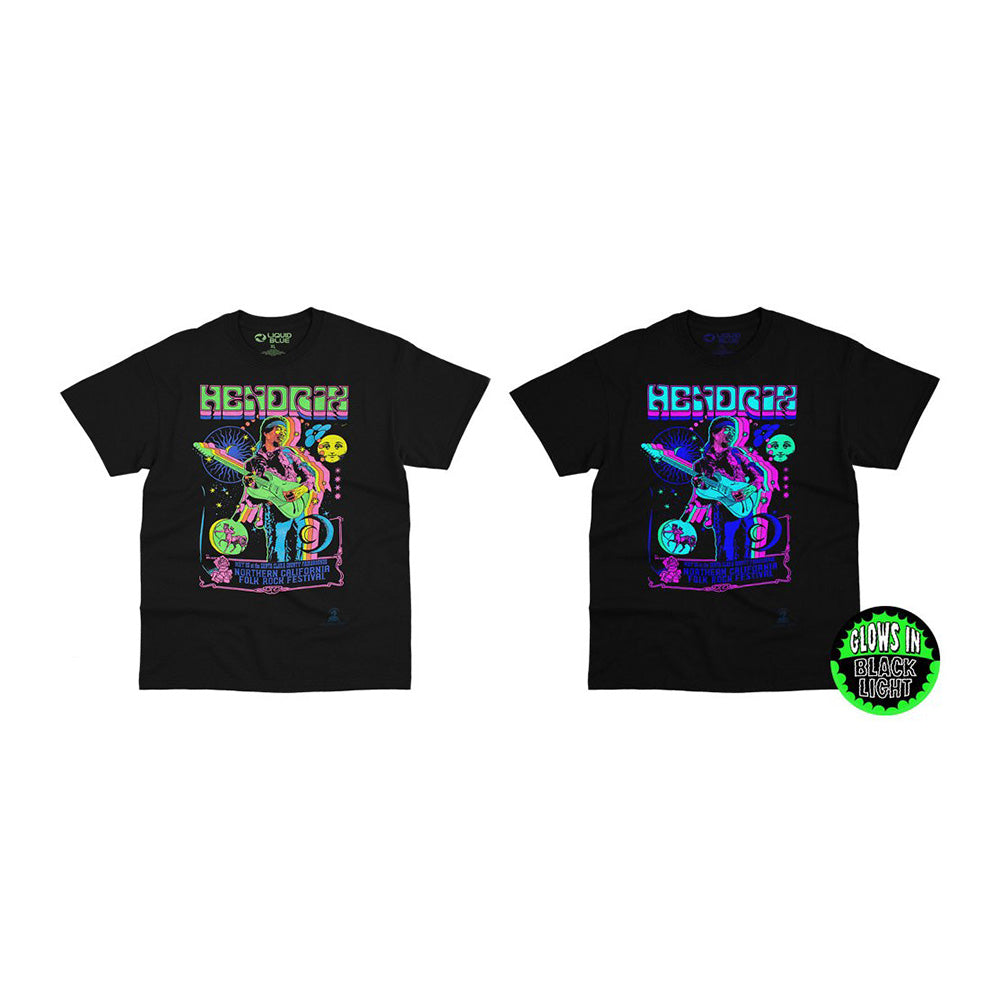 Jimi Hendrix - Guitar Blacklight T-Shirt (Unisex)