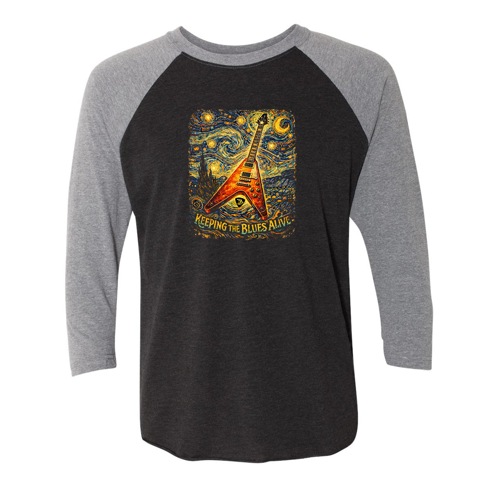 Keeping the Blues Alive: Starry Night 3/4 Sleeve T-Shirt (Unisex)