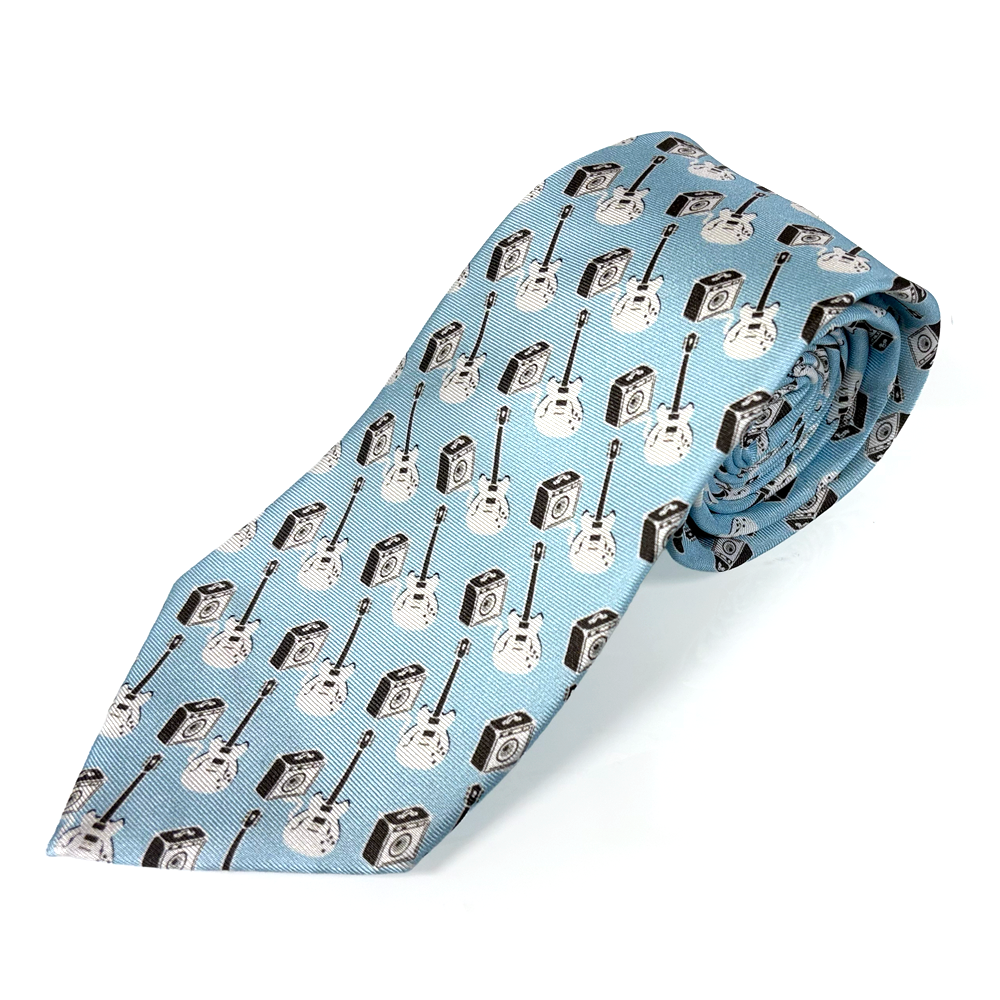 Guitar & Amp - White / Light Blue Tie