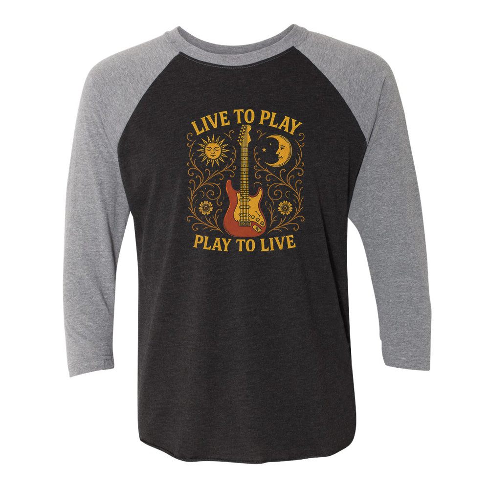 Live To Play, Play To Live Noir 3/4 Sleeve T-Shirt (Unisex)
