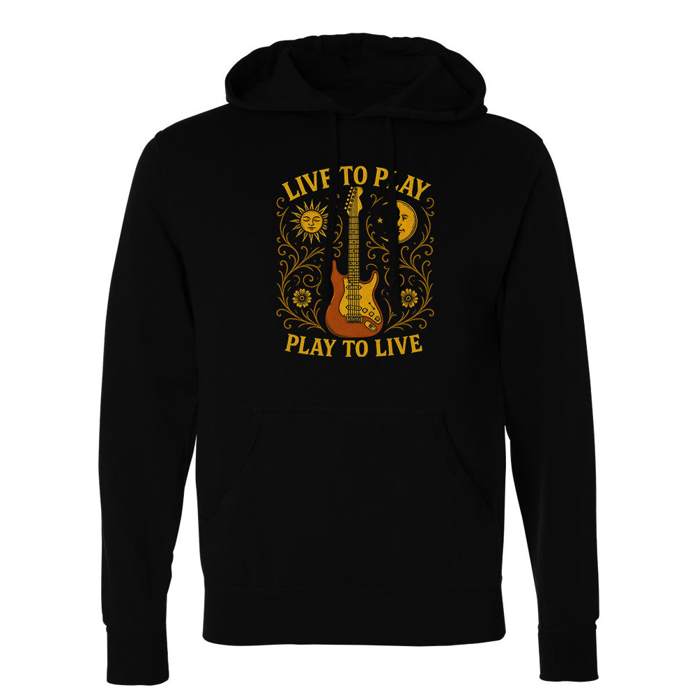Live To Play, Play To Live Noir Pullover Hoodie (Unisex)