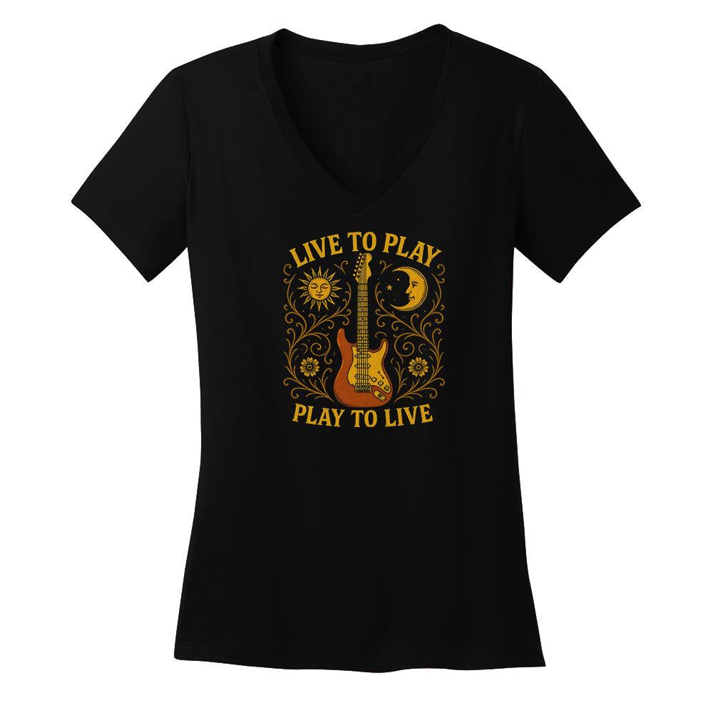 Live To Play, Play To Live Noir V-Neck (Women)