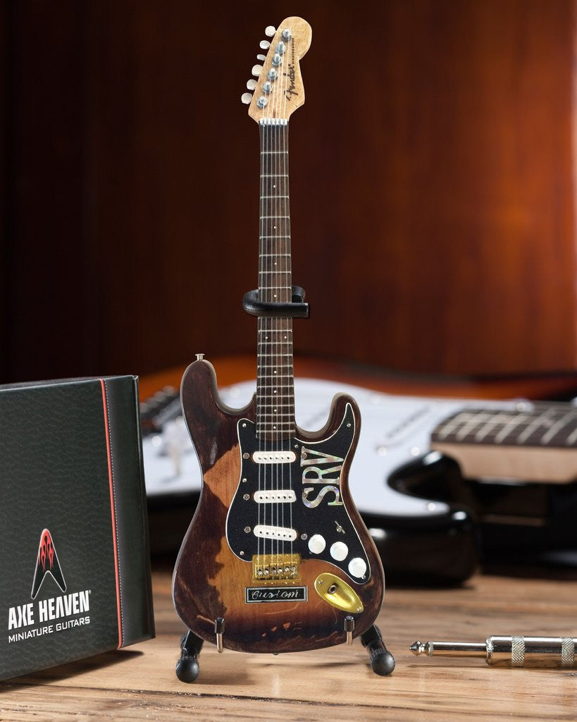 Axe Heaven Distressed SRV Custom Miniature Fender Strat Guitar Replica Collectible