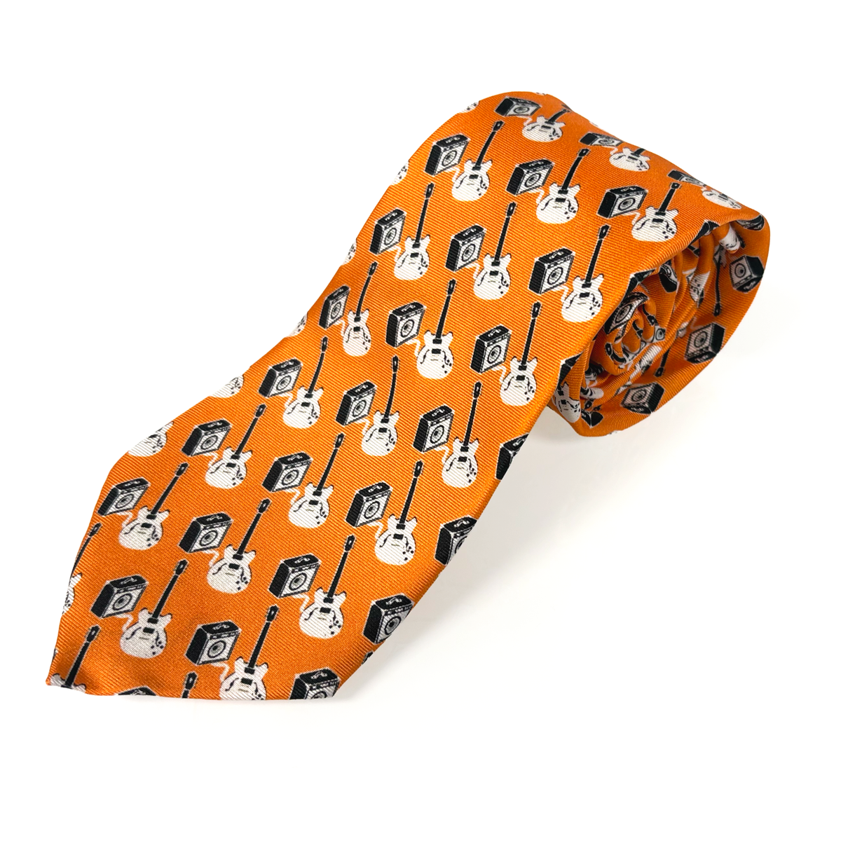 Guitar & Amp - White / Orange Tie