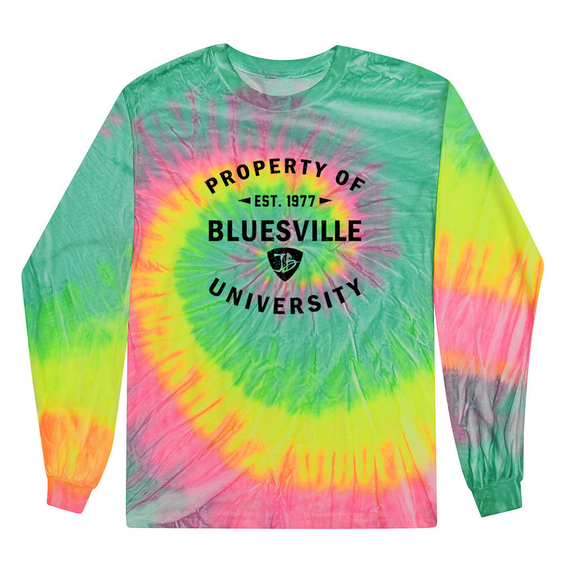 Property of Bluesville University Tie Dye Long Sleeve T-Shirt (Unisex)