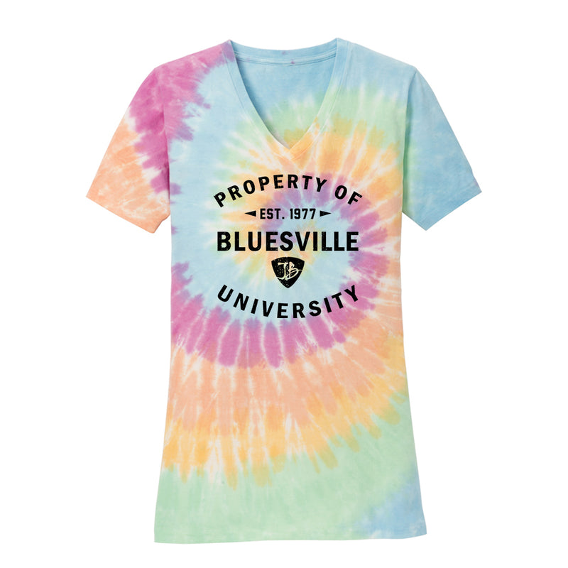Property of Bluesville University Tie Dye V-Neck (Women)