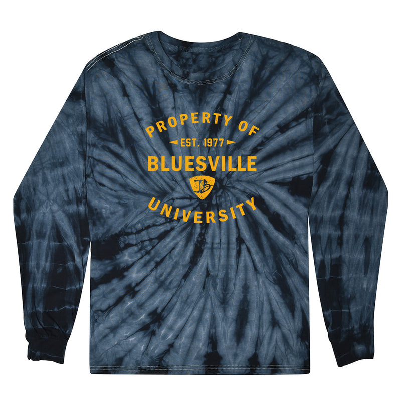Property of Bluesville University Tie Dye Long Sleeve T-Shirt (Unisex)