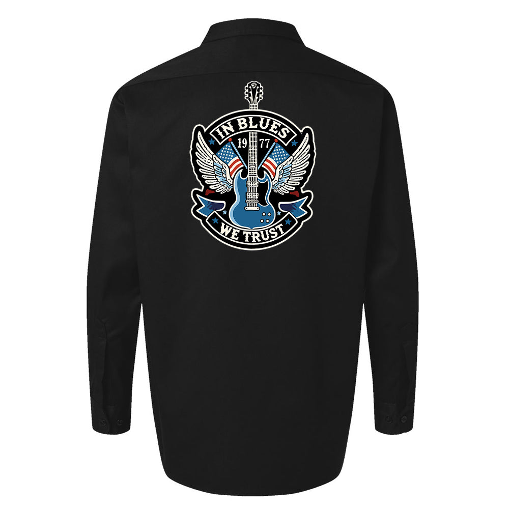 In Blues We Trust SG Guitar Back Patch - Dickies Long Sleeve Work Shirt (Men)