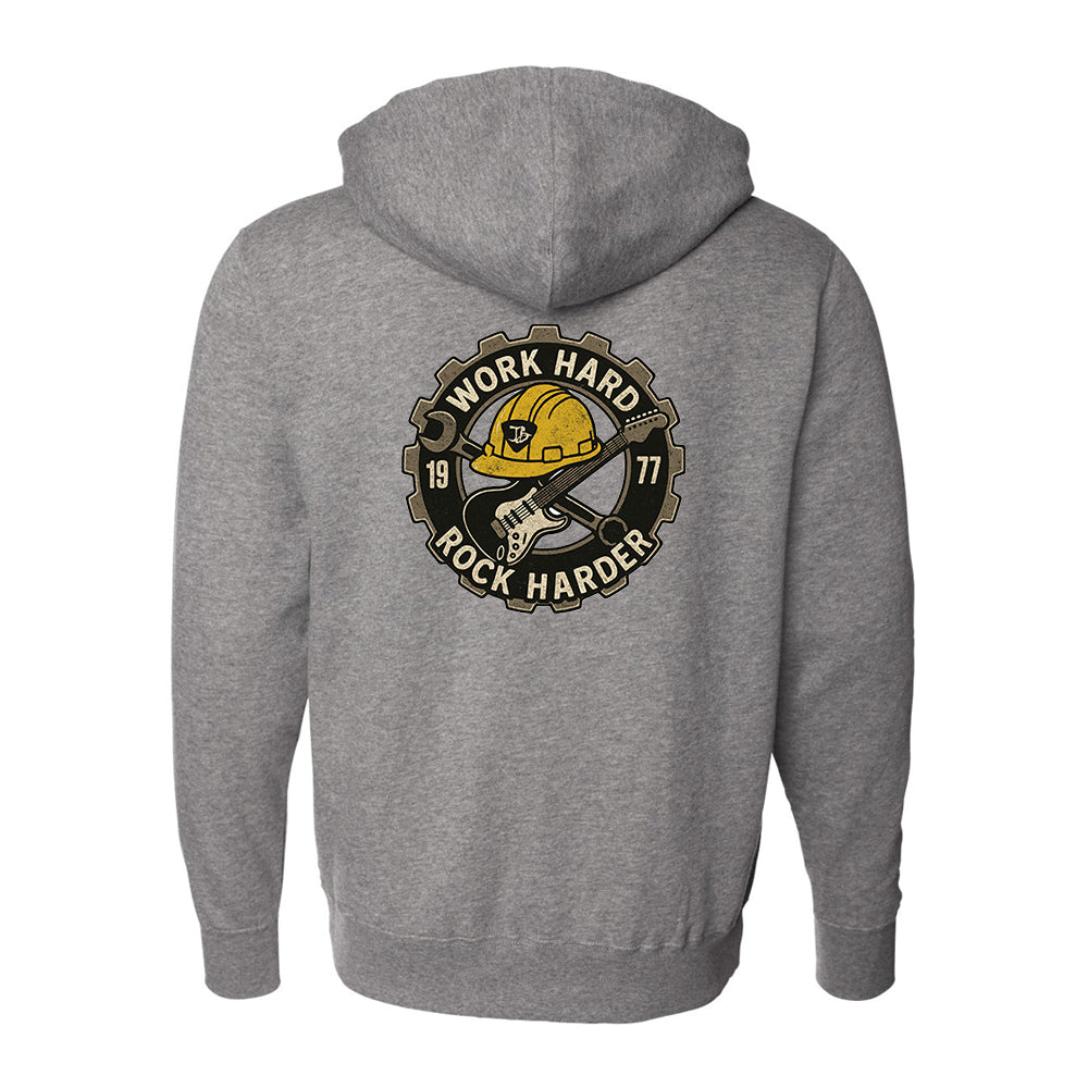 Work Hard, Rock Harder Zip-Up Hoodie (Unisex)