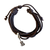 Leather Bracelet and Guitar Charm (Unisex) - Brown