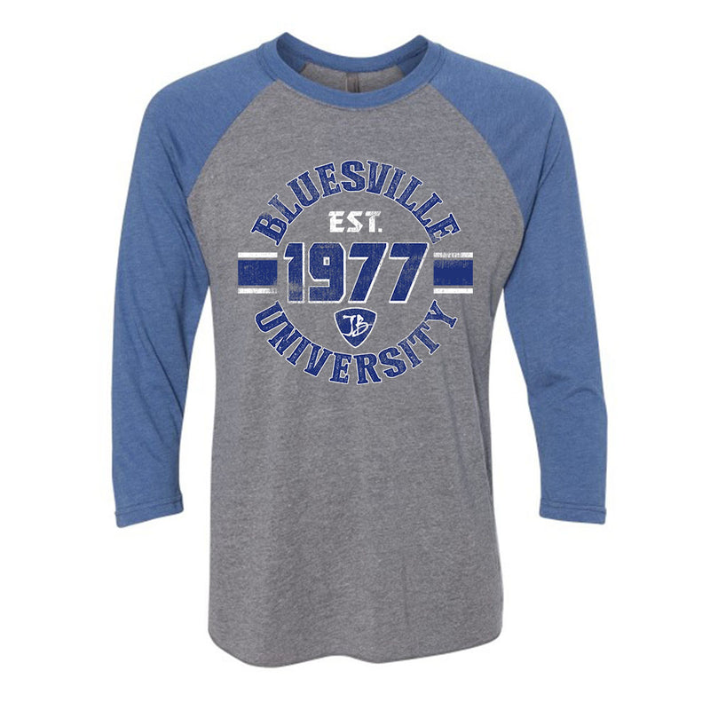 Bluesville University Shield 3/4 Sleeve T-Shirt (Unisex)