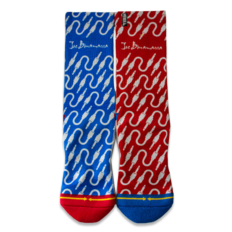 Guitar Jack Crew Socks by Merge4 - Blue/Red