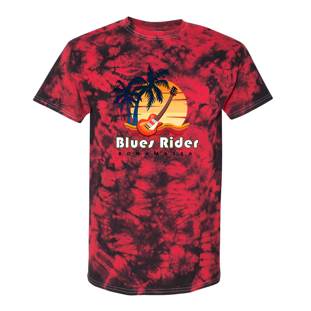 Blues Rider Crystal Tie Dye T-Shirt (Unisex) - Black/Red Crystal