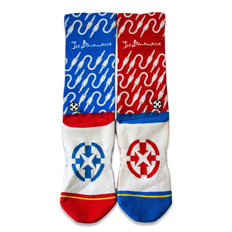 Guitar Jack Crew Socks by Merge4 - Blue/Red