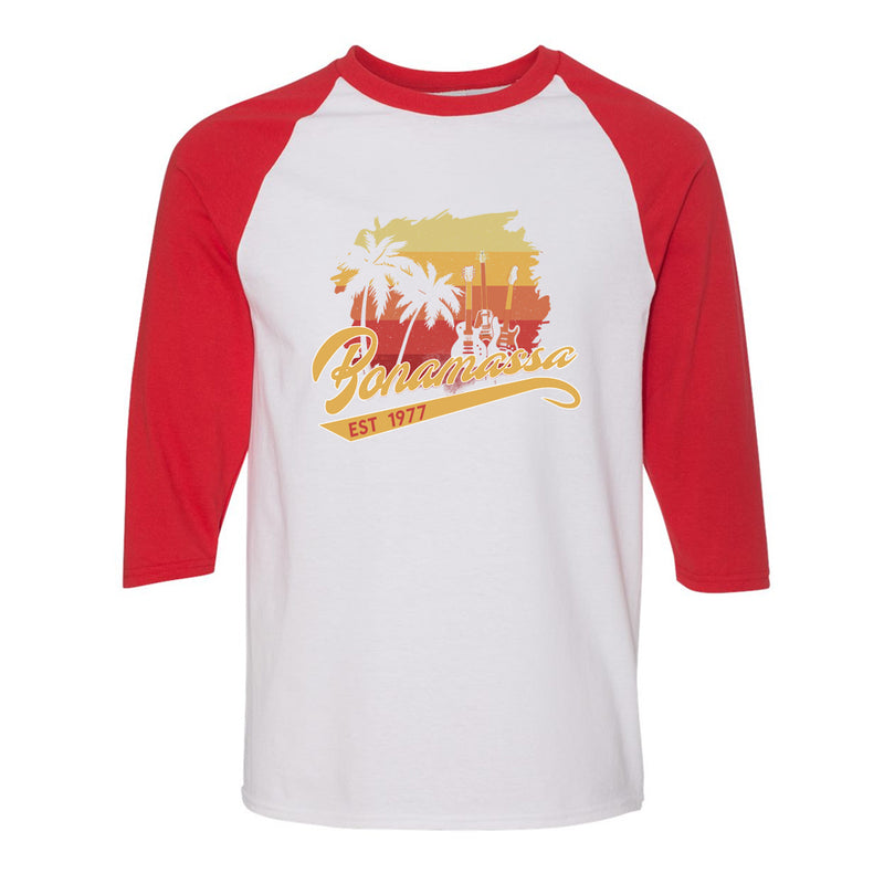 Sunset Tropical Blues Raglan 3/4 Sleeve T-Shirt (Unisex)