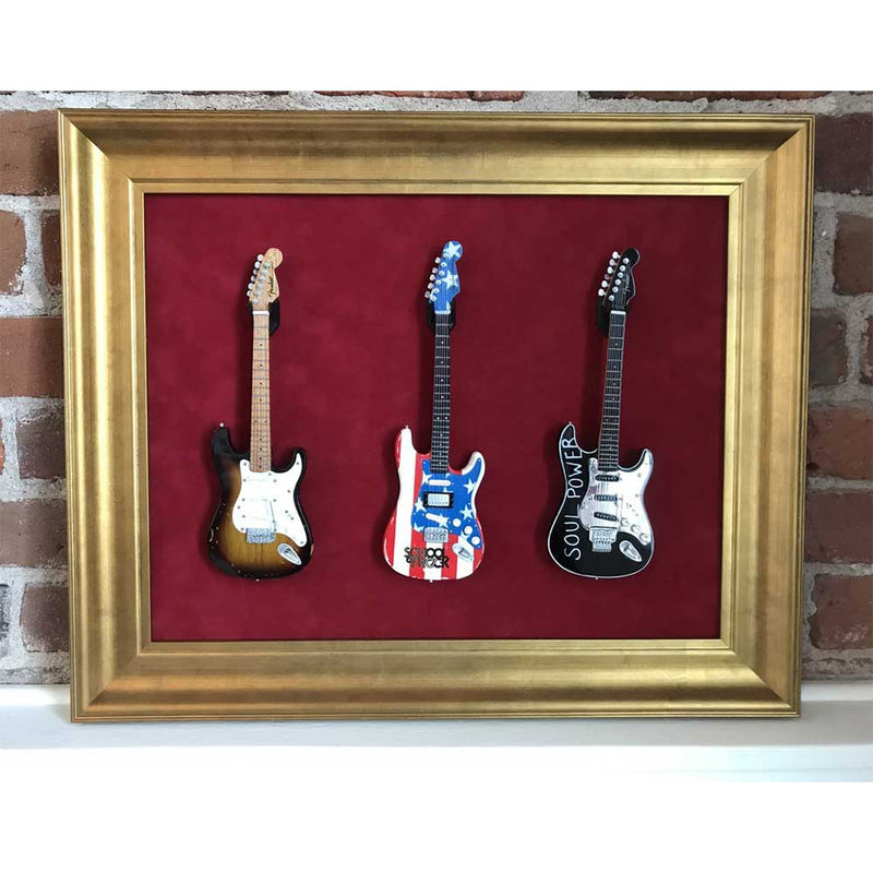 22” x 18” Mini Guitar Display Frame - Red Suede - Warm Gold Leafing