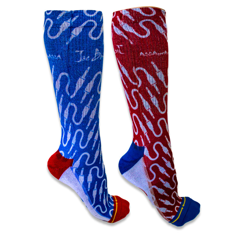 Guitar Jack Crew Socks by Merge4 - Blue/Red