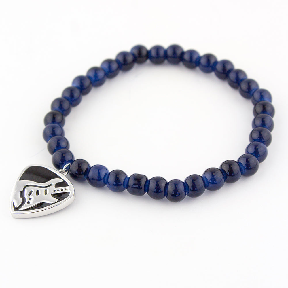 Glass Bead Charm Bracelet - Steel Blue