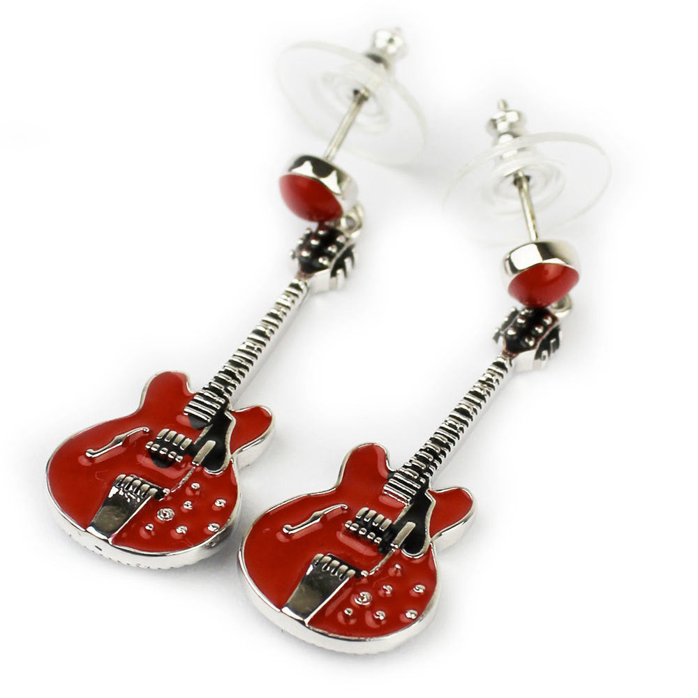 Bona-Fide Red ES Guitar Earrings