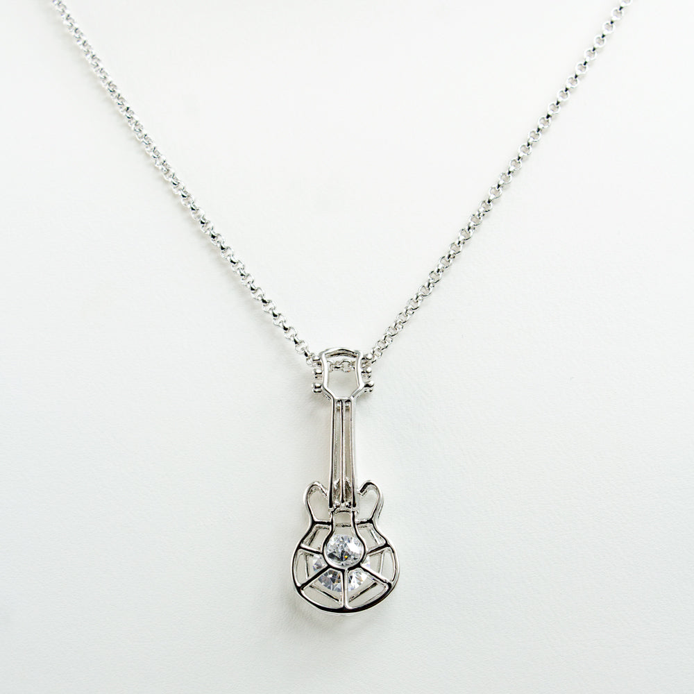 Silver guitar pendant online