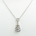 Caged Stone Guitar Necklace - Silver