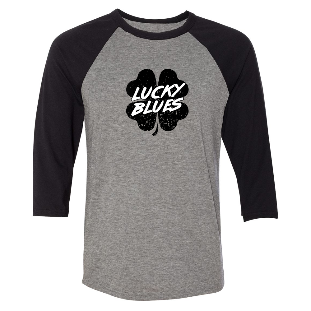 Lucky Blues Clover 3/4 Sleeve T-Shirt (Unisex)