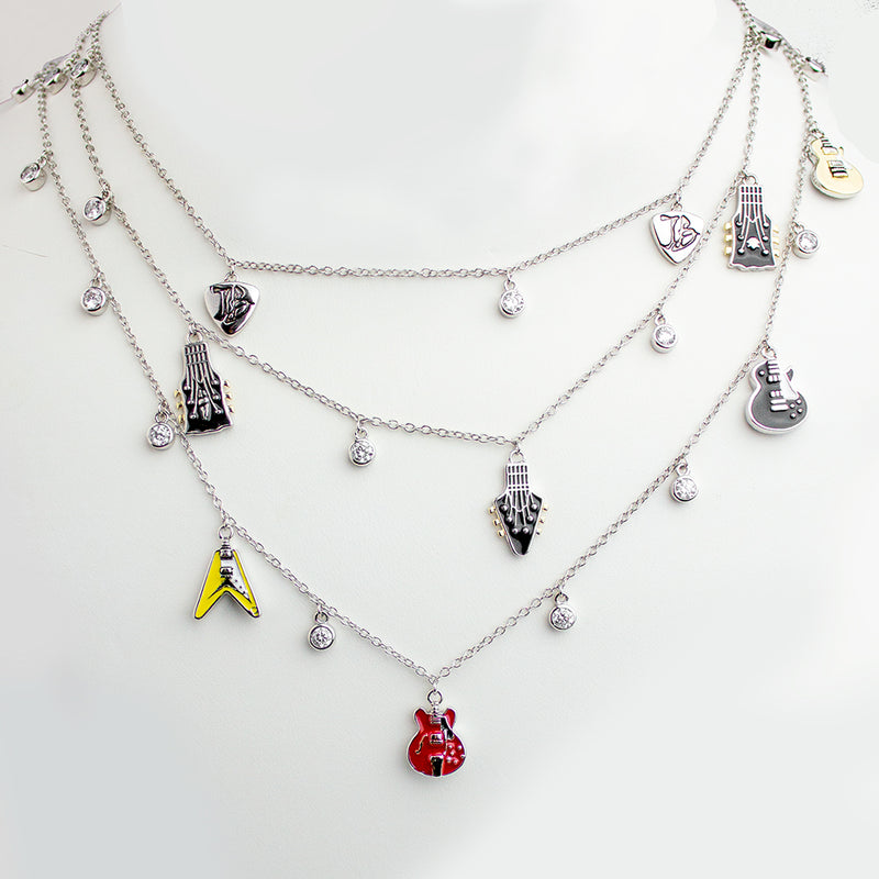 Guitar and Headstock Layered Necklace