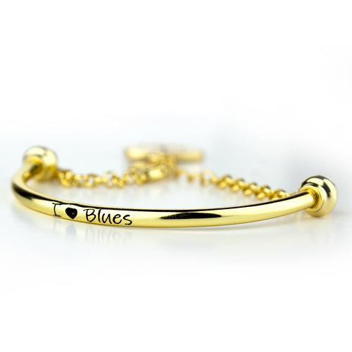 "I Love Blues" Adjustable Bracelet Bar & Chain - Gold