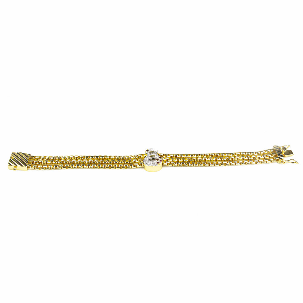 Pave Guitar Box Chain Bracelet - Gold
