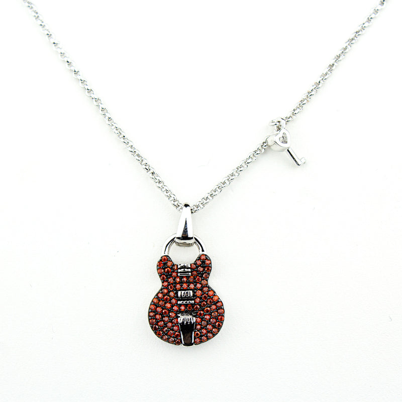 Red ES Pave Keyhole Necklace