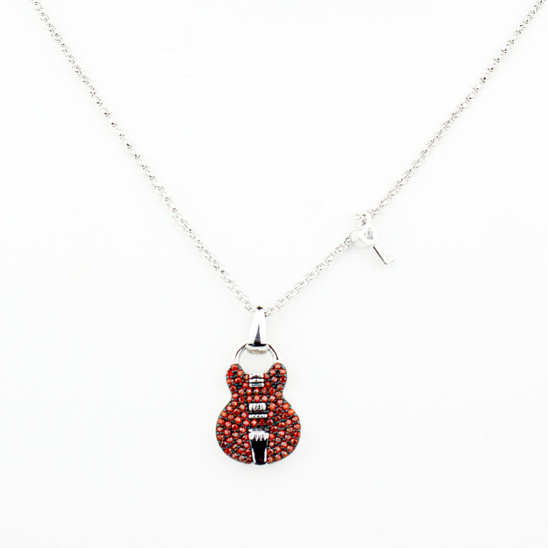 Red ES Pave Keyhole Necklace