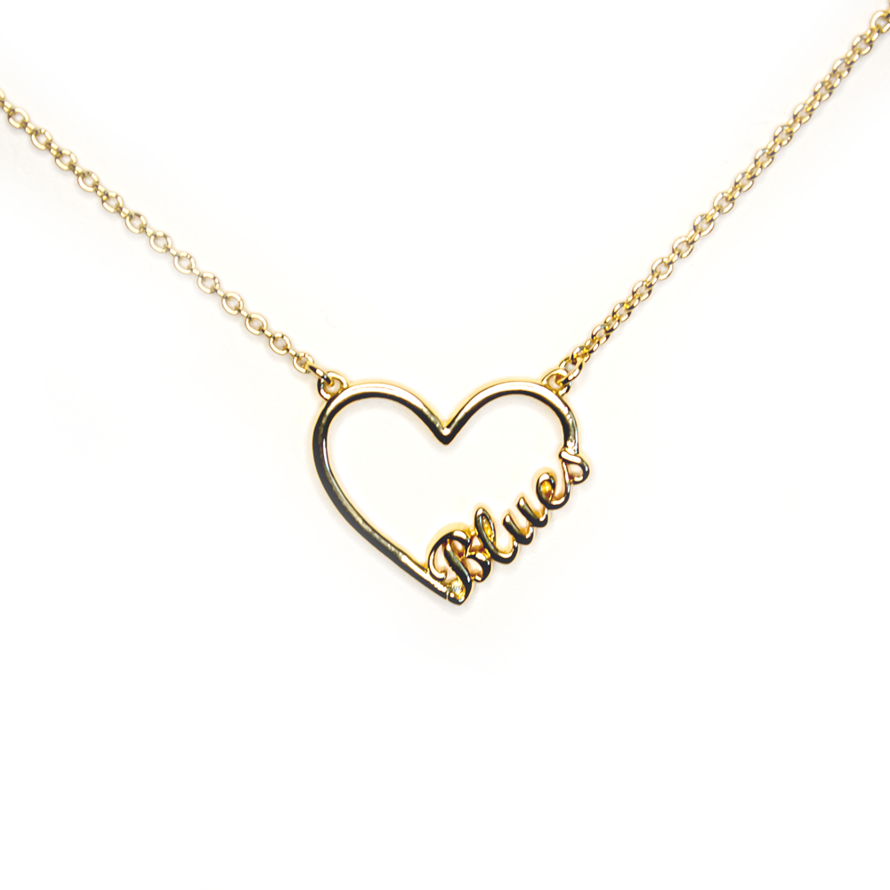 Blues Script Heart Necklace - Gold