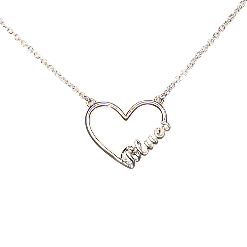 Blues Script Heart Necklace - Silver