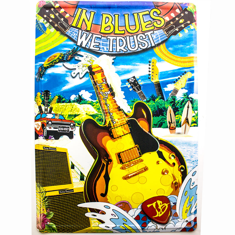 In Blues We Trust 12"x 18" Tin Sign
