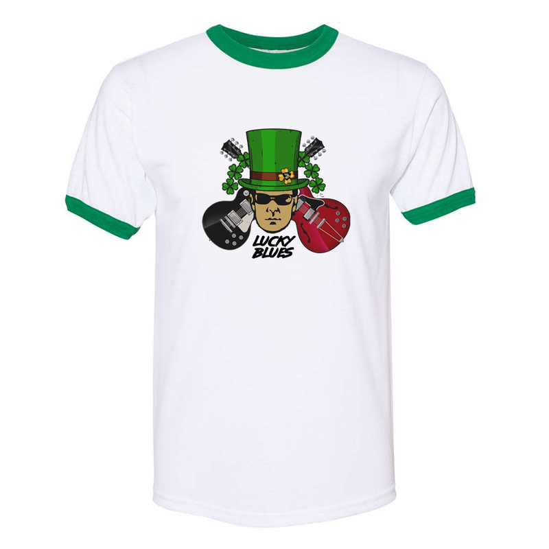 Lucky Blues Top Hat Ringer T-Shirt (Unisex)