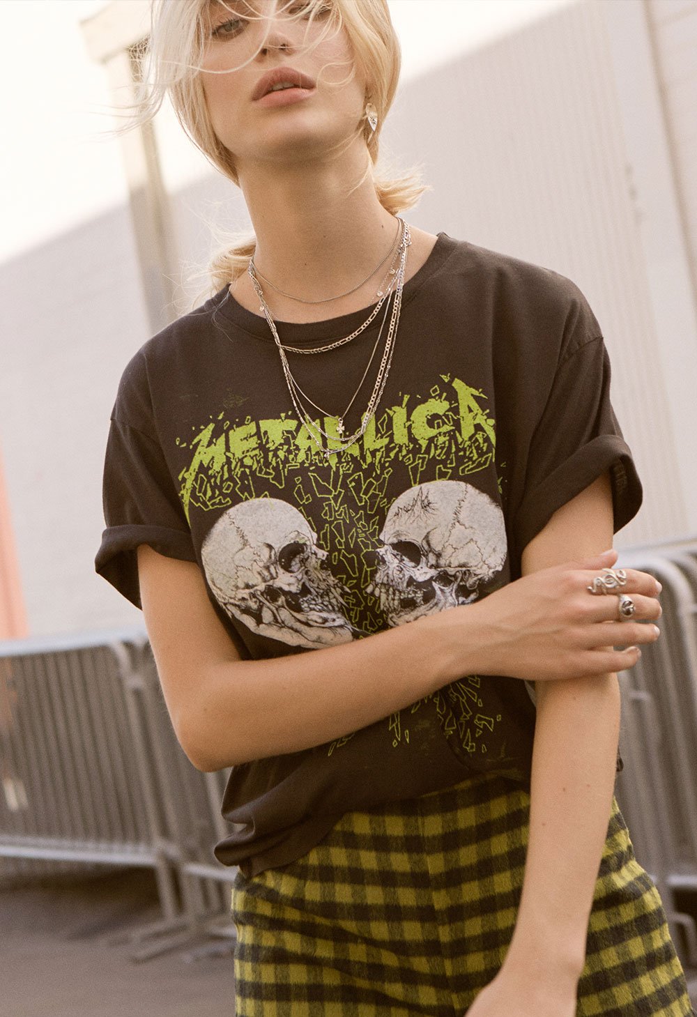 Metallica Skull Duel Boyfriend T-Shirt - Ash Black