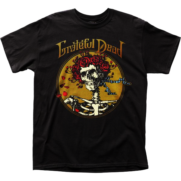 Essex Unisex Grateful Dead T-Shirt - Skull & Roses - Black L