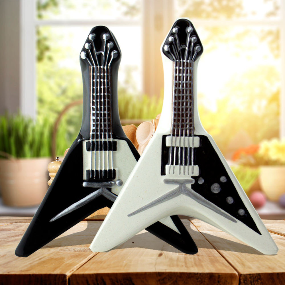 Country Electronic Guitar and Amp Salt and Pepper Shakers, Set of