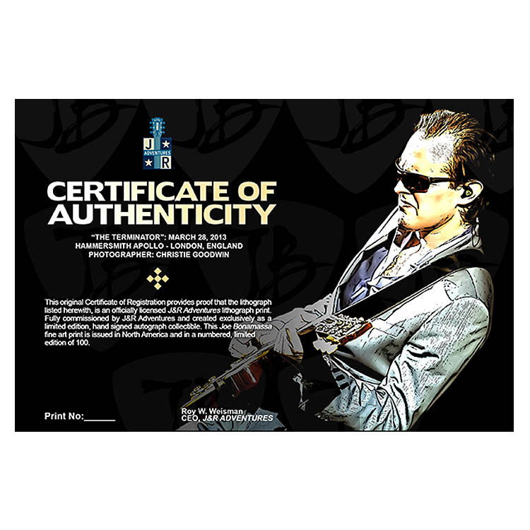 #13 "The Terminator" JOE BONAMASSA Collectible Litho (FRAMED - USA ONLY)