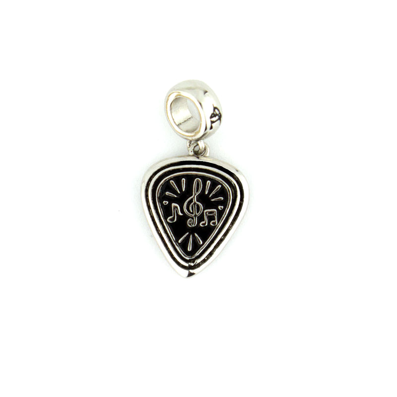 Music Notes & Pick Charm - Silver