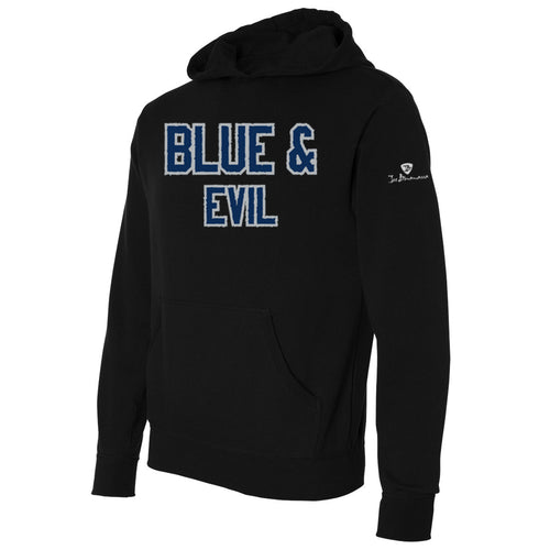 Blue and Evil Applique Pullover Hoodie (Unisex)