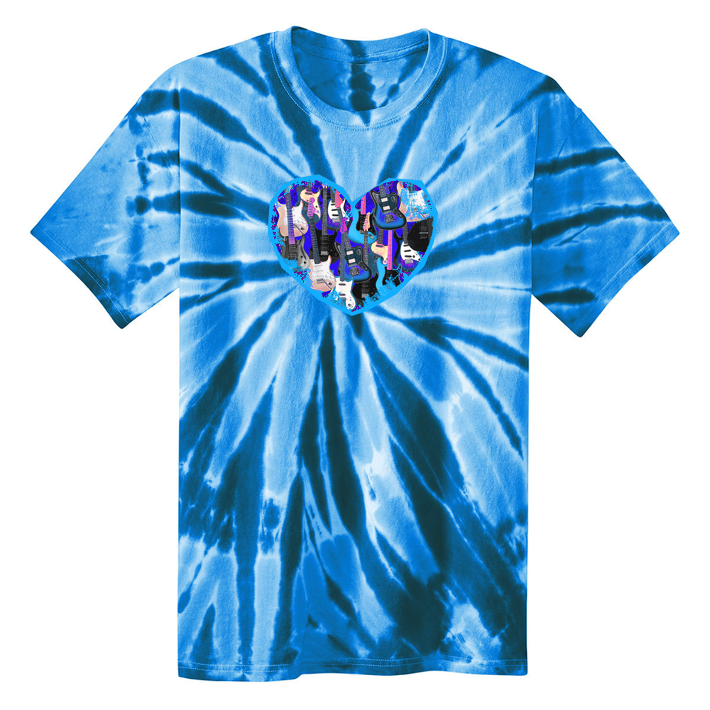 Blue Heart of Guitars Tie Dye T-Shirt (Unisex)