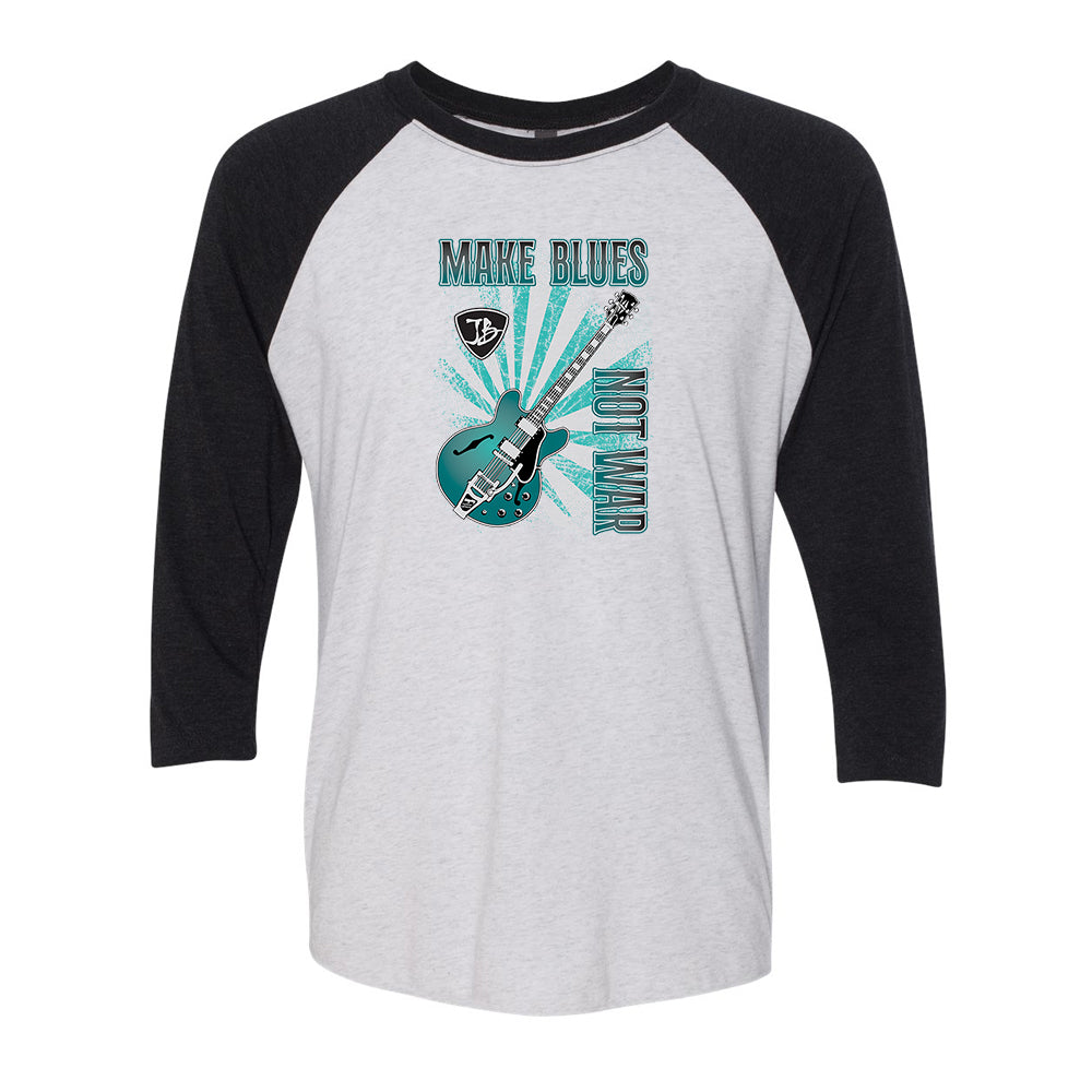 Make Blues Not War Turquoise 3/4 Sleeve T-Shirt (Unisex)