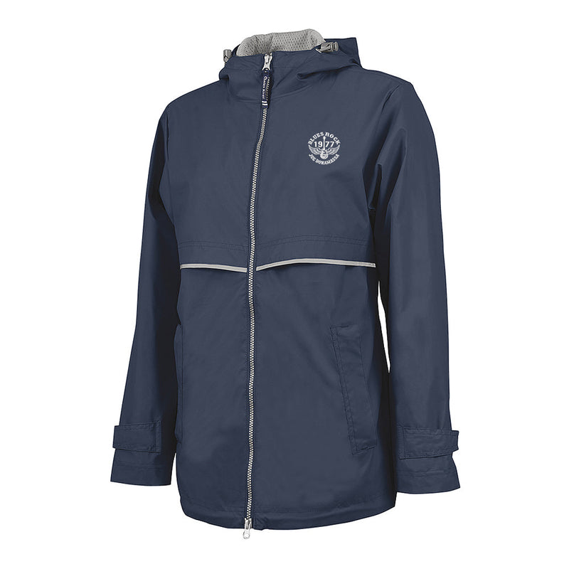 Womens navy blue rain clearance jacket