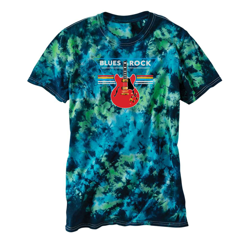 Blues Rock Triangle Crinkle Tie Dye T-Shirt (Unisex) - Caribbean