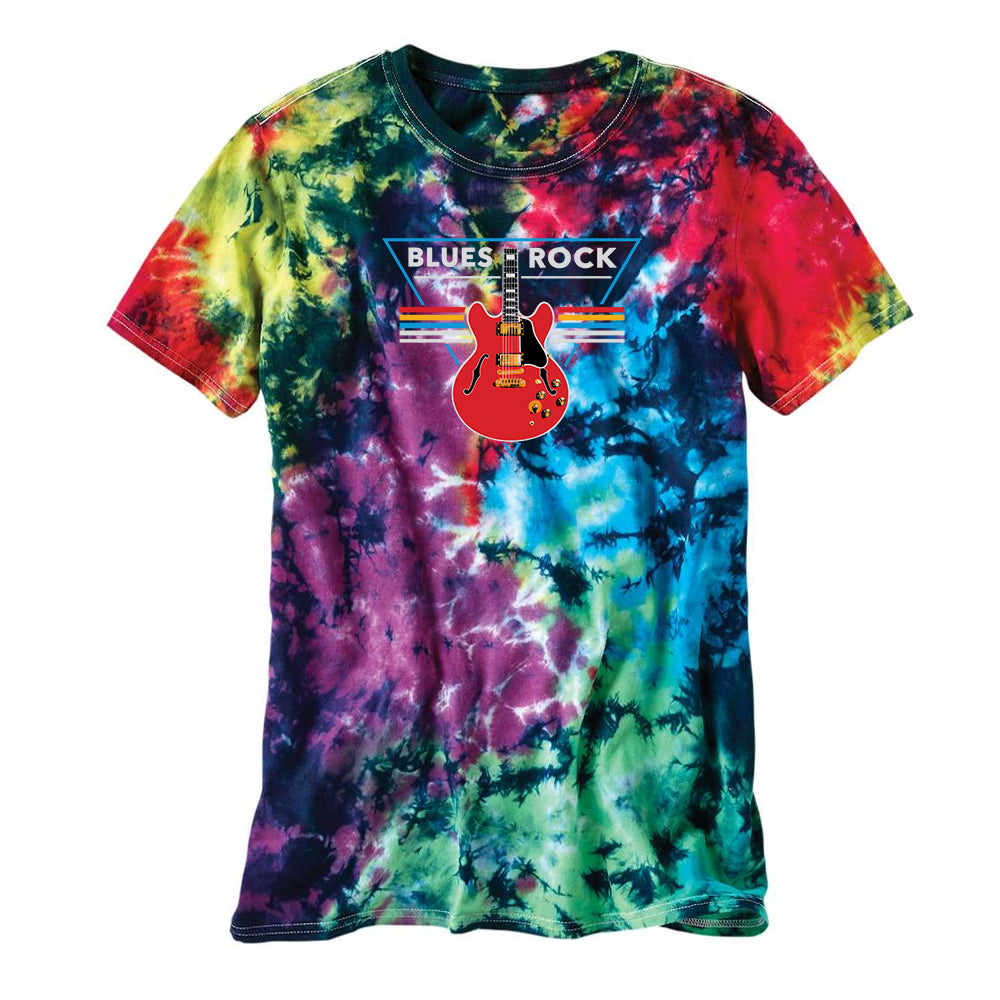 Blues Rock Triangle Crinkle Tie Dye T-Shirt (Unisex) - Caspian