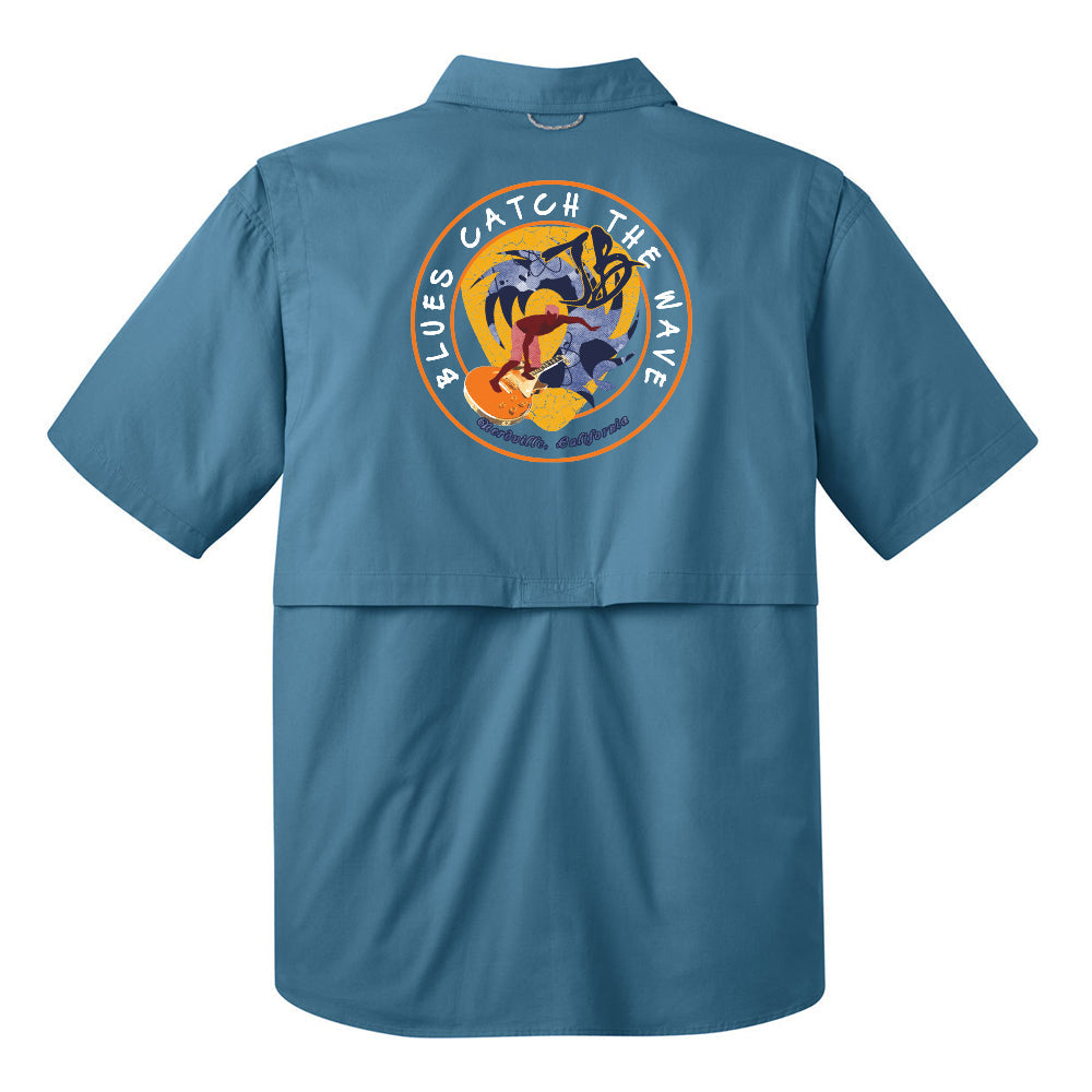 Blues Surfer Eddie Bauer Short Sleeve Fishing Shirt (Men) XL / Blue