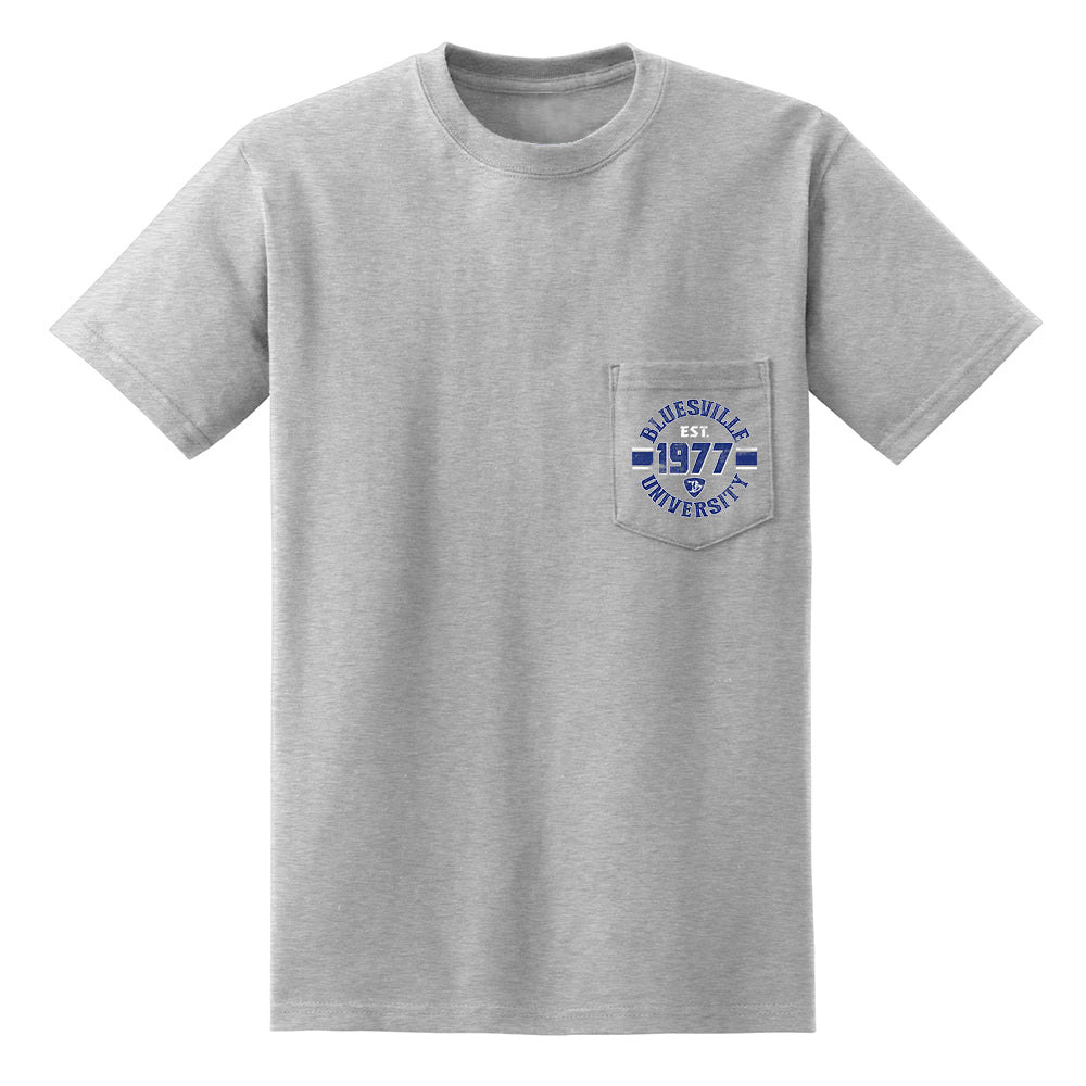 Bluesville University Shield Pocket T-Shirt (Unisex)