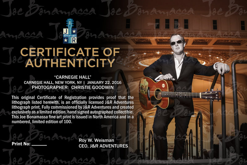 #30 Official "Carnegie Hall" JOE BONAMASSA Collectible Litho (UNFRAMED - INTERNATIONAL ONLY)